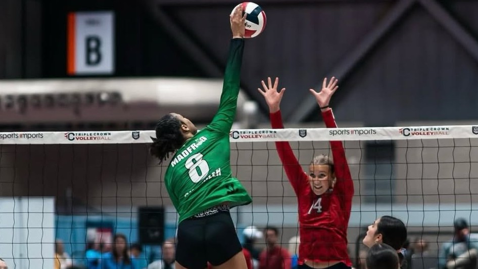 Volleyball player in action during a match